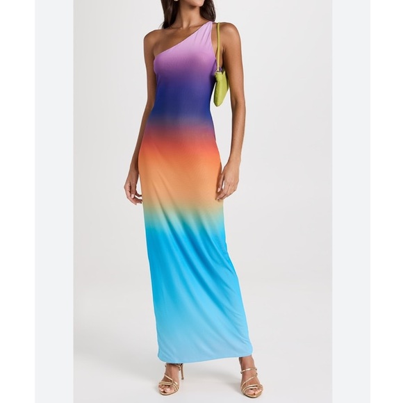 NWT! AFRM Foley One Shoulder Power Mesh Maxi Dress size Small - Picture 3 of 5